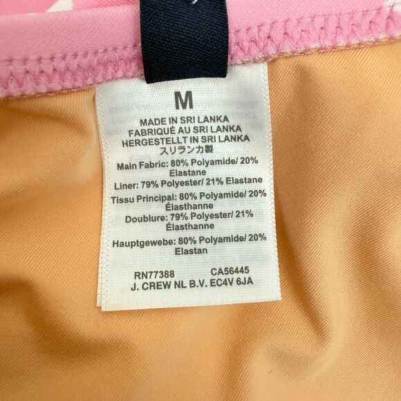 J.CREW Printed Ruched One-Shoulder Swimsuit M Tulip Pink White One Piece NWT B5 - Picture 4 of 6